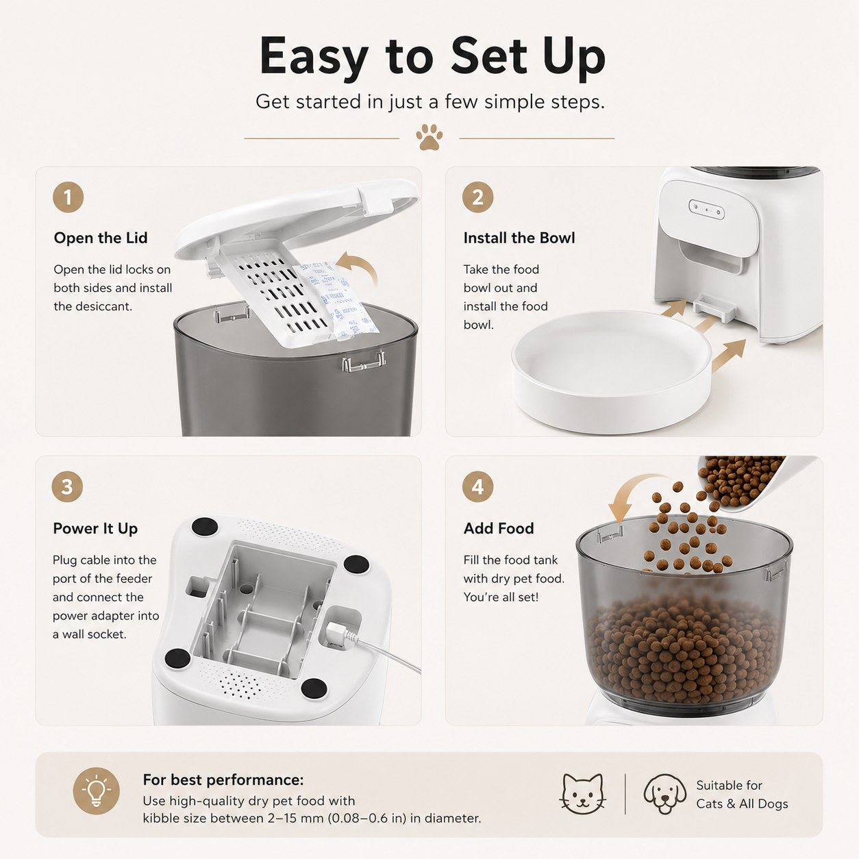 Automatic Cat/Dog Feeder Smart Pet Feeder Cat Food Dispenser with App Remote Control